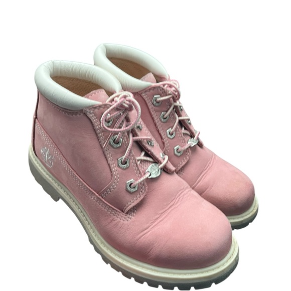 Timberland Nellie Waterproof Chukka Ankle Boots Pink Nubuck Women’s Size 6 - Picture 2 of 9